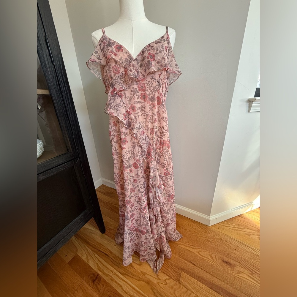 Bohemian, Lucky Brand Asymmetrical Floral Pink  Enchanting Dress